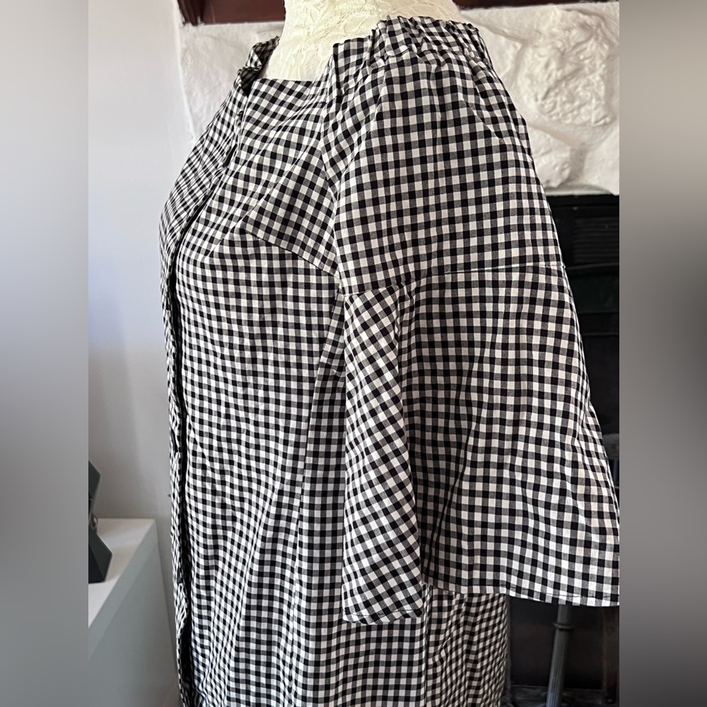 TOPSHOP BLACK AND WHITE GINGHAM CHECKERED COAT/JACKET OR DRESS SZ 12 NWT - Picture 5 of 11